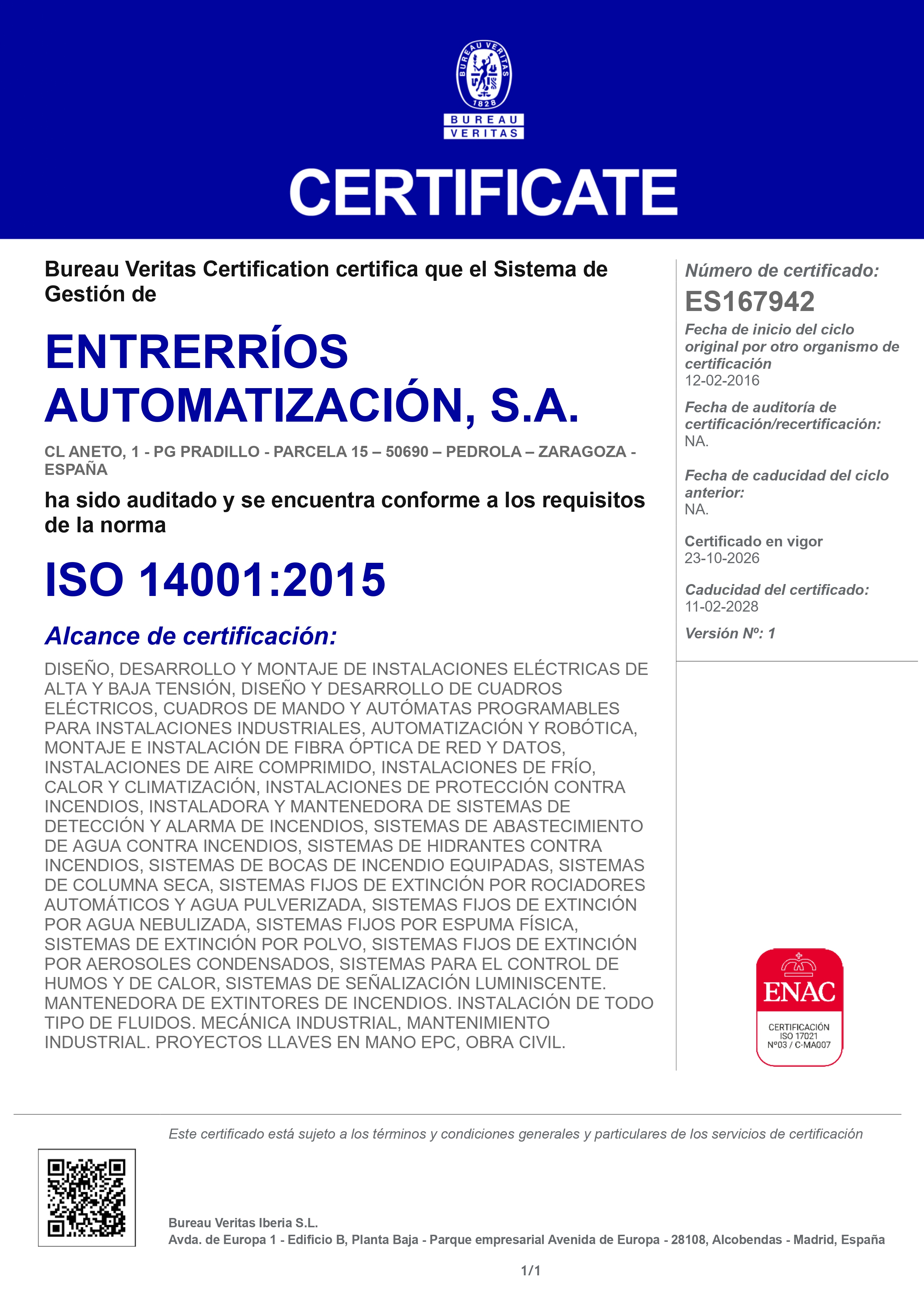 Certificado ISO 14001