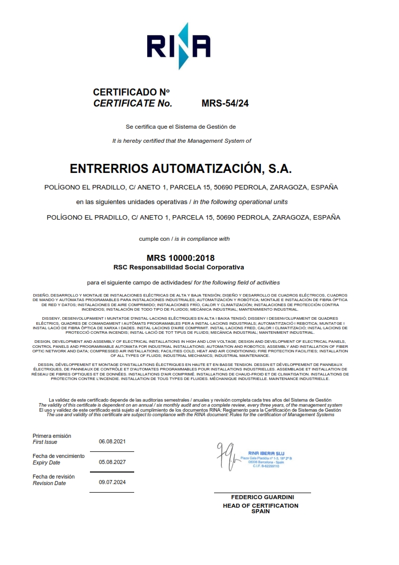 Certificado Responsabilidad Social